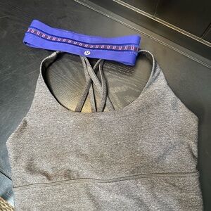 lululemon athletica Gray Sports Bra with Blue Accents